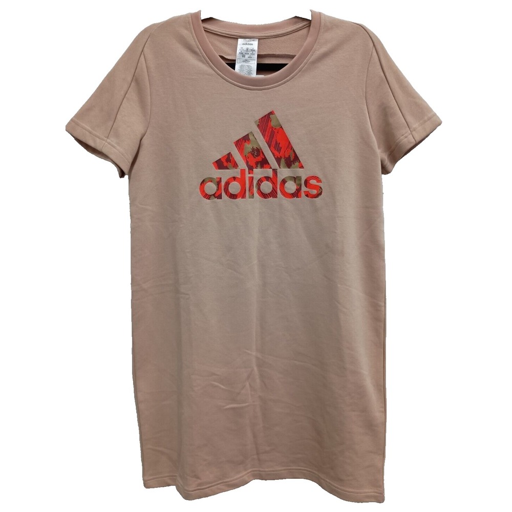 Adidas X Zoe Saldana T-Shirt Dress Womens Medium Ash Pearl Logo Mini Active